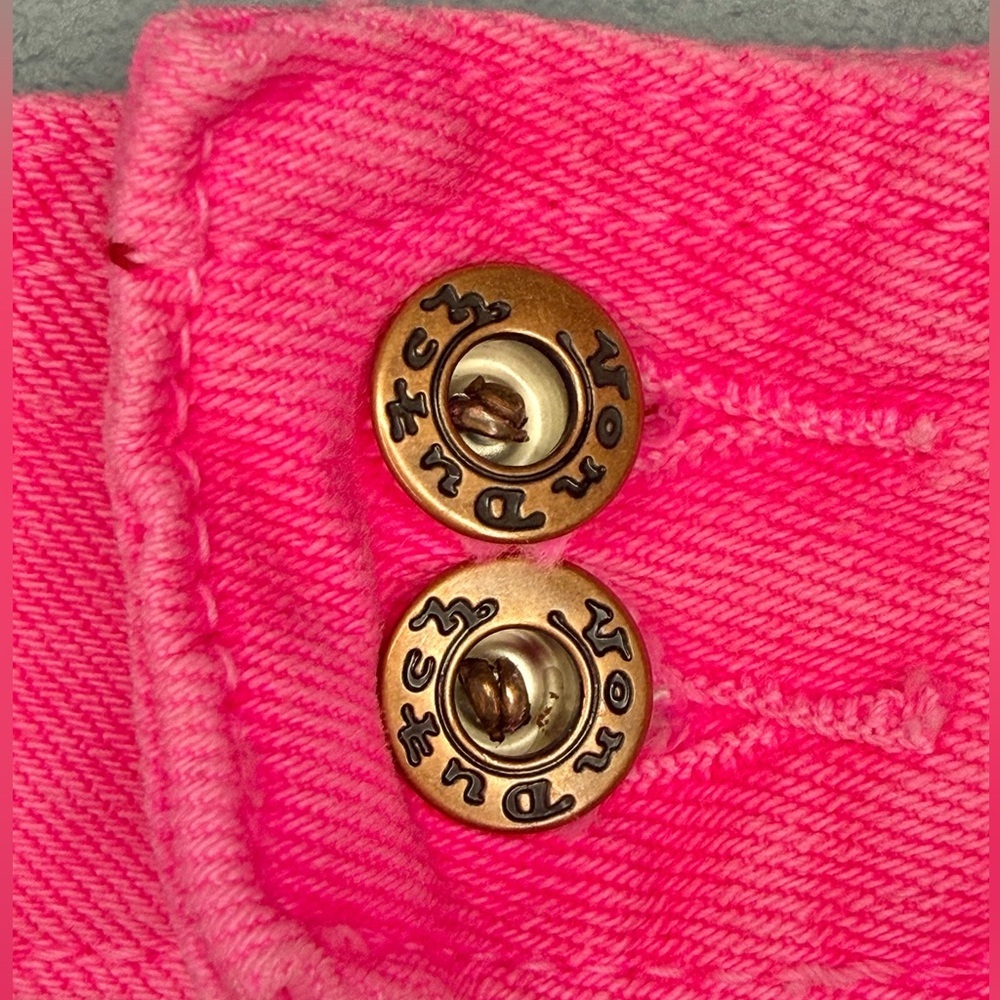 Vintage VTG Y2K Von Dutch Hot Pink Pleated Denim Mini Skirt McBling | Size XS - Picture 6 of 6